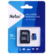 (1021791) Флеш карта microSDHC 64GB Netac P500 <NT02P500STN-064G-R>  (с SD адаптером) 80MB/s