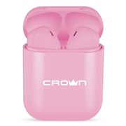 (1021964) Беспроводные наушники CROWN CMTWS-5005 pink (Bluetooth 5.0, батарея в чехле 400мАч, батарея в наушниках 40мАч, время воспроизведения до 10 часов при использовании зарядного чехла, вызов голосового помощника)