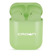 (1021963) Беспроводные наушники CROWN CMTWS-5005 green (Bluetooth 5.0, батарея в чехле 400мАч, батарея в наушниках 40мАч, время воспроизведения до 10 часов при использовании зарядного чехла, вызов голосового помощника)