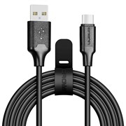 (1023631) Кабель Crown USB - USB Type-C CMCU-3018C black; круглый; в оплётке ПВХ; коннекторы ПВХ; ток 2А; 200 см; цвет чёрный
