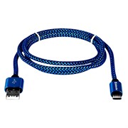 (1024492) Кабель USB USB09-03T PRO USB2.0 Синий, AM-Type-C, 1m, 2.1A DEFENDER