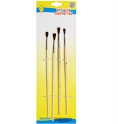 (1015882) Набор кистей пони круглые 04шт (№2,4,6,8) с деревянными ручками на блистере 1827410 SL1827410