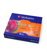 (1025827) Диск DVD-R Verbatim 4.7Gb 16x Slim Color (1шт) 43557