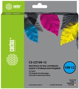 (1026924) Картридж струйный Cactus CS-CZ109-12 черный/голубой/желтый/пурпурный набор (64.2мл) для HP DJ IA 352