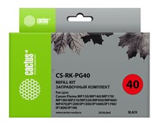 (1026930) Заправочный набор Cactus CS-RK-PG40 черный 2x60мл для Canon MP150/MP160/MP170/MP180/MP210