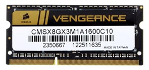 (1027479) Память DDR3 8Gb 1600MHz Corsair CMSX8GX3M1A1600C10 RTL PC3-12800 CL10 SO-DIMM 204-pin 1.5В