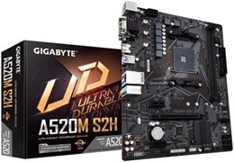 (1021908) Материнская плата Gigabyte A520M S2H Soc-AM4 AMD A520 2xDDR4 mATX AC`97 8ch(7.1) GbLAN RAID+VGA+DVI+