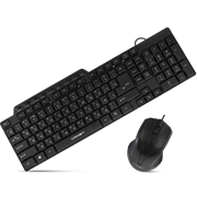 (1028117) Набор клавиатура и мышь CROWN CMMK-520B (Black, 111 клавиш (9 мультимедийных ), длина провода: клавиатура1.8 м мышь 1.4м, мышь soft-touch , 3 кнопки, 1000 DPI, USB)