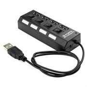 (1028666) Концентратор USB 2.0 Gembird UHB-243-AD с подсветкой и выключателем, 4 порта, блистер