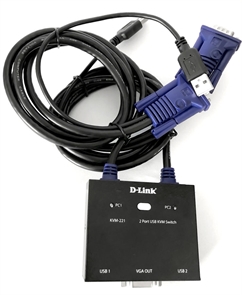 (1029219) D-Link KVM-221/C1A 2-портовый KVM-переключатель с портами VGA и USB