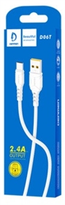 (1030512) USB кабель Denmen D06T на Type-C 2.4A 1м белый