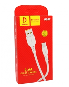 (1030518) USB кабель Denmen D08T на Type-C 3.6A 1м белый