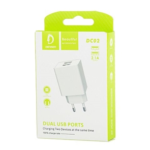 (1030533) СЗУ Denmen DC02 DUAL USB 2.1A белое DM24004