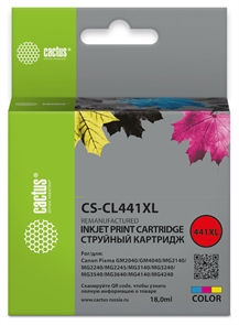 (1031237) Картридж струйный Cactus CS-CL441XL многоцветный (18мл) для Canon Pixma GM2040/4040/GM2140/2240