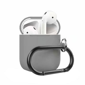 (1031007) Чехол NNDM силиконовый для наушников совместим с Apple AirPods 2 с карабином Silver Pearl