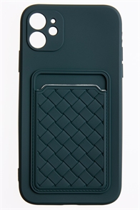 (1030969) Накладка NNDM силиконовая плетеная с кардхолдером для Apple iPhone 11 зеленая
