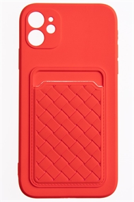 (1030970) Накладка NNDM силиконовая плетеная с кардхолдером для Apple iPhone 11 красная