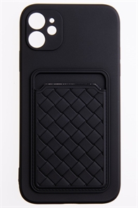 (1030973) Накладка NNDM силиконовая плетеная с кардхолдером для Apple iPhone 11 черная