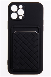 (1030974) Накладка NNDM силиконовая плетеная с кардхолдером для Apple iPhone 12 Pro черная
