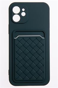 (1030975) Накладка NNDM силиконовая плетеная с кардхолдером для Apple iPhone 12 зеленая