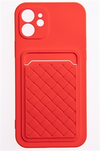(1030976) Накладка NNDM силиконовая плетеная с кардхолдером для Apple iPhone 12 красная