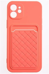 (1030977) Накладка NNDM силиконовая плетеная с кардхолдером для Apple iPhone 12 розовая