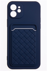 (1030978) Накладка NNDM силиконовая плетеная с кардхолдером для Apple iPhone 12 синяя