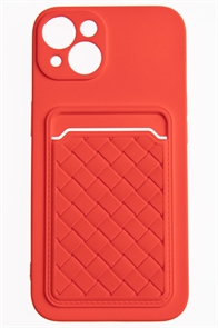 (1030980) Накладка NNDM силиконовая плетеная с кардхолдером для Apple iPhone 13 красная