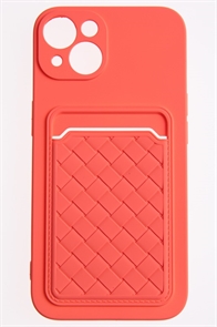 (1030981) Накладка NNDM силиконовая плетеная с кардхолдером для Apple iPhone 13 розовая
