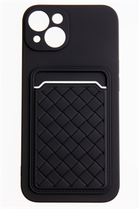 (1030983) Накладка NNDM силиконовая плетеная с кардхолдером для Apple iPhone 13 черная
