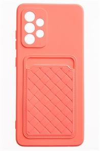 (1030996) Накладка NNDM силиконовая плетеная с кардхолдером для Samsung Galaxy A52 розовая
