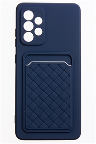 (1030997) Накладка NNDM силиконовая плетеная с кардхолдером для Samsung Galaxy A52 синяя