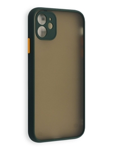 (1030901) Накладка NNDM пластиковая с силиконовой окантовкой с защищенной камерой для iPhone 11 зеленая