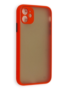 (1030902) Накладка NNDM пластиковая с силиконовой окантовкой с защищенной камерой для iPhone 11 красная