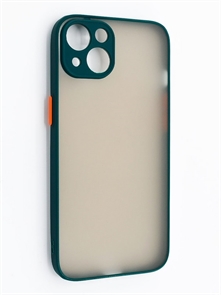 (1030905) Накладка NNDM пластиковая с силиконовой окантовкой с защищенной камерой для iPhone 13 зеленая