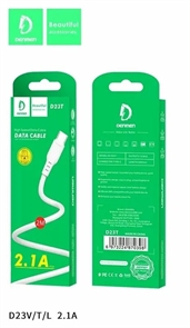 (1032137) USB кабель Denmen D23T на Micro-USB 2.1A 2м белый DM23961