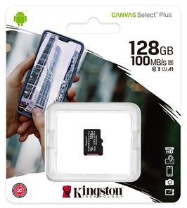 (1034154) Флеш карта microSDXC Kingston 128GB SDCS2/128GBSP Canvas Select Plus w/o adapter