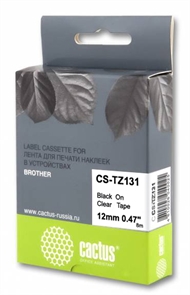 (1034352) Картридж ленточный Cactus CS-TZ131 TZe-131 черный для Brother 1010/1280/1830VP/7600VP