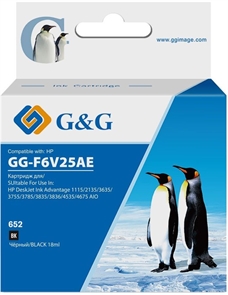 (1035193) Картридж струйный G&G GG-F6V25AE 652 черный (18мл) для HP IA 1115/2135/3635/4535/3835/4675