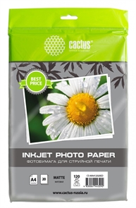 (1035248) Фотобумага Cactus CS-MA412020ED A4/120г/м2/20л./белый матовое для струйной печати