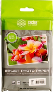 (1035247) Фотобумага Cactus CS-GA618050ED A6/180г/м2/50л./белый глянцевое для струйной печати