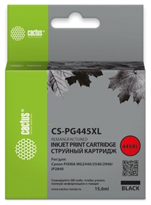 (1035710) Картридж струйный Cactus CS-PG445XL PG-445XL черный (15мл) для Canon Pixma MG2440/2540/2940