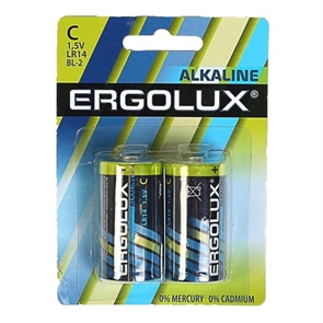 (1036419) Ergolux LR14 Alkaline BL-2 (LR14 BL-2, батарейка,1.5В) (2 шт. в уп-ке)