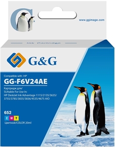 (1036204) Картридж струйный G&G GG-F6V24AE 652 многоцветный (20мл) для HP IA 1115/2135/3635/4535/3835/4675