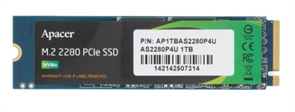 (1037672) Внутренний SSD-диск Apacer 1 ТБ AS2280P4U M.2 PCI-E 3.0 PCI-E 3.x x4, чтение - 3500 Мбайт/сек, запись - 3000 Мбайт/сек, 3 бит TLC, NVM Express