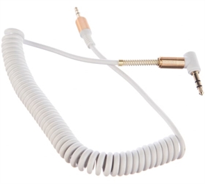 (1024548) Кабель аудио 90˚ спиральный Cablexpert. 3.5 джек (M)/3.5 джек (M), белый, 1.8м, блистер