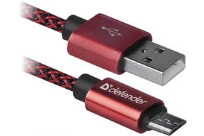 (1024485) Кабель USB USB08-03T PRO USB2.0 Красный, AM-MicroBM, 1m, 2.1A DEFENDER