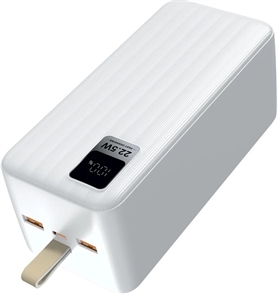 (1038474) Perfeo Powerbank WATERFALL 50000 mAh/LED дисплей/PD + QC 3.0/Type-C/2 USB/Выход: 5A, max 22.5W/White (PF_D0191)