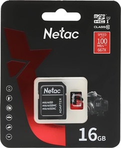 (1041107) Флеш карта microSDHC 16GB Netac NT02P500PRO-016G-R P500 Extreme Pro V10 A1 + adapter NT02P500PRO-016G-R