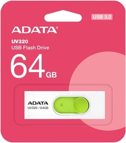 (1041098) Флеш Диск A-Data 64GB UV320 AUV320-64G-RWHGN USB3.2 белый/зеленый AUV320-64G-RWHGN